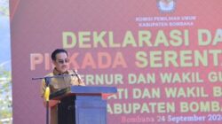 Pj. Bupati Bombana Edy Suharmanto, saat sambutan Deklarasi Kampanye Damai